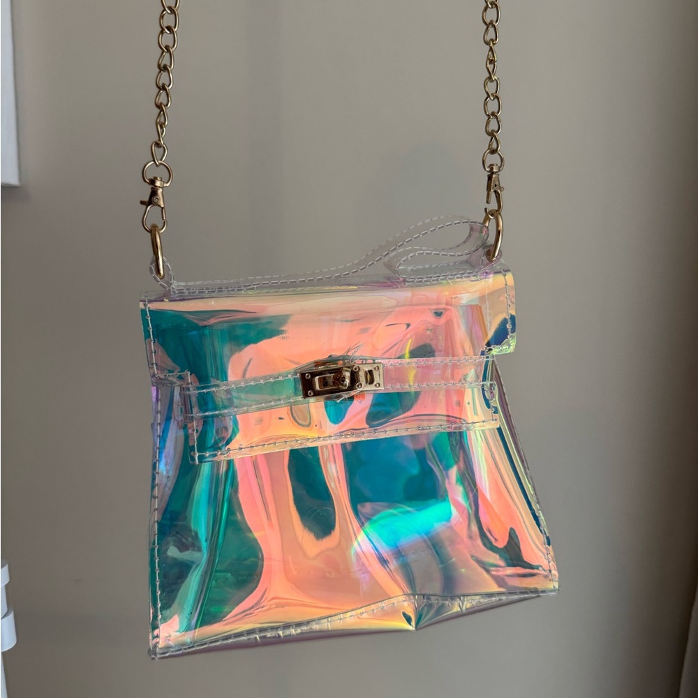 Clear Crossbody Bag with Gold Chain